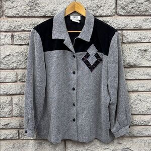 Vintage Lana Lee Chic Gray and Black Embroidered Jacket